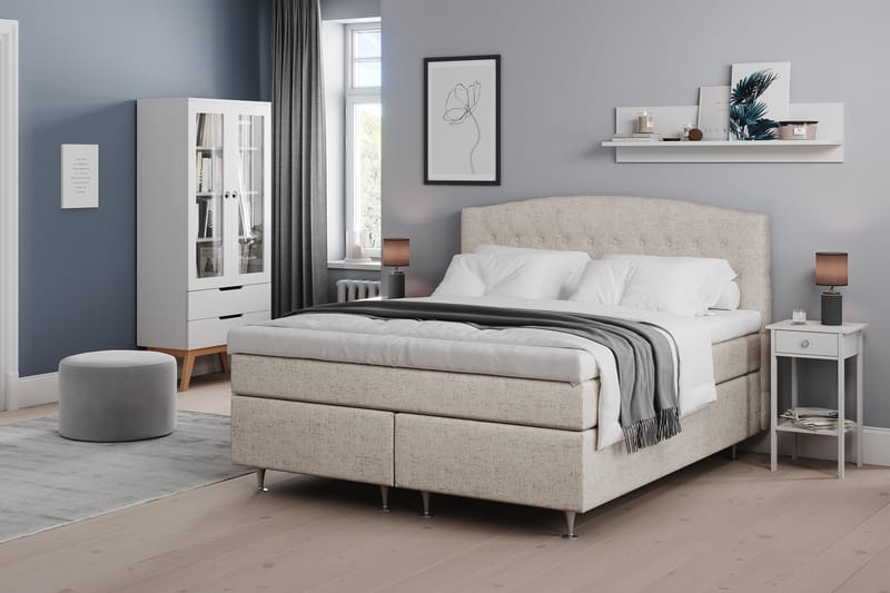 Sängpaket Abelie 160x200 Fast/Medium - Beige - Kontinentalsäng - Dubbelsäng - Komplett sängpaket