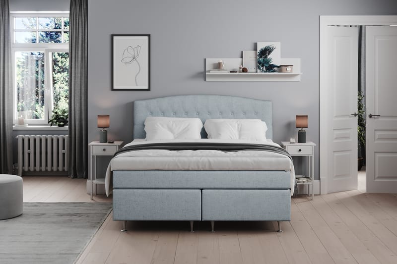 Sängpaket Abelie 160x200 Fast/Medium - Ljusblå - Kontinentalsäng - Dubbelsäng - Komplett sängpaket