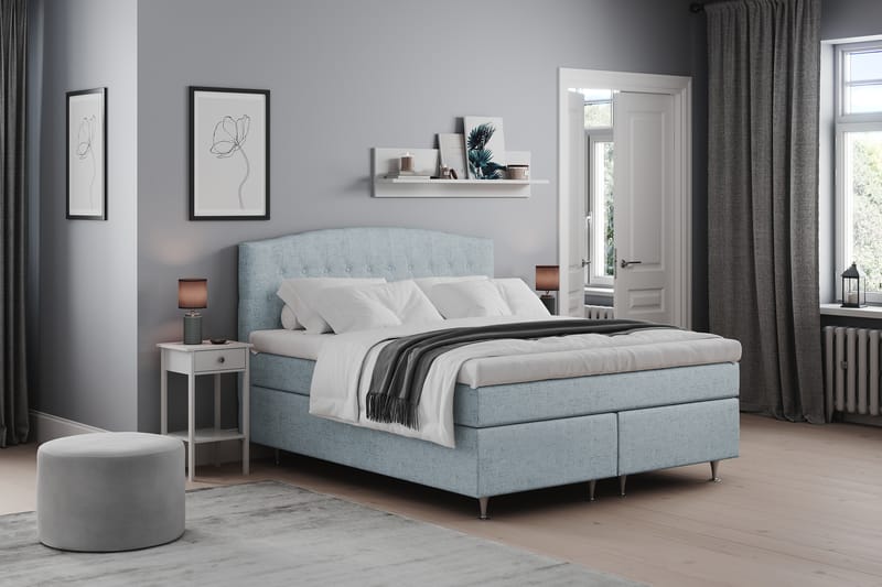 Sängpaket Abelie 160x200 Medium - Ljusblå - Kontinentalsäng - Dubbelsäng - Komplett sängpaket