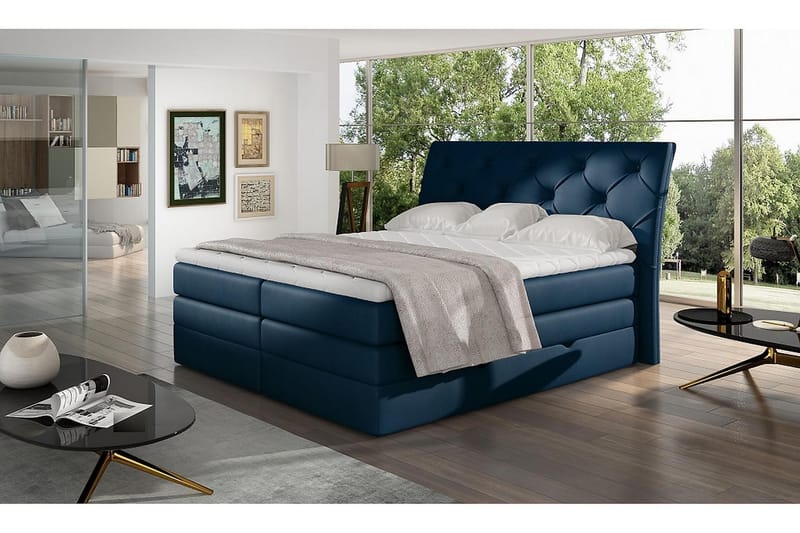 Sängpaket Aubenas 160x200 cm - Blå - Komplett sängpaket