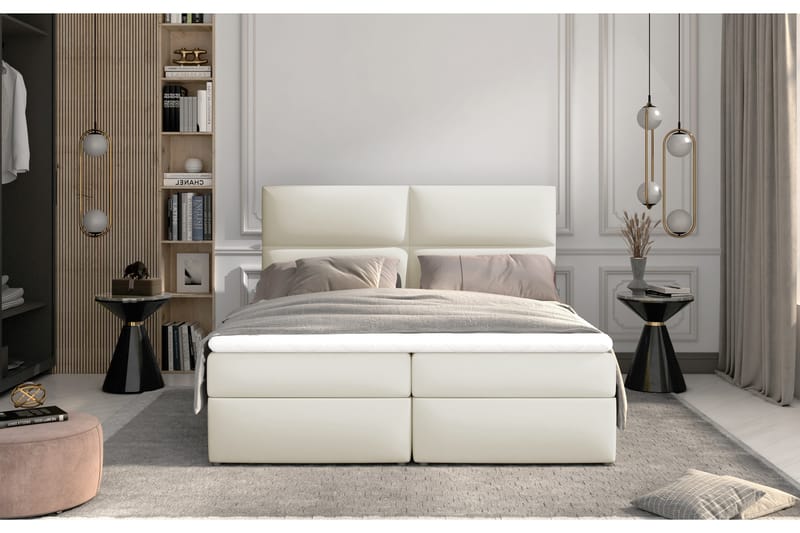 Sängpaket Epenede 140x200 cm - Läder/Beige - Komplett sängpaket