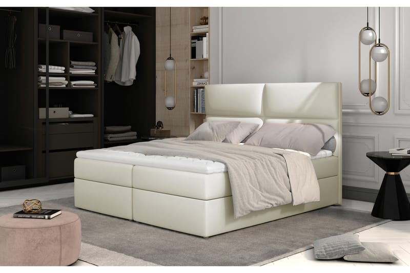 Sängpaket Epenede 140x200 cm - Läder/Beige - Komplett sängpaket