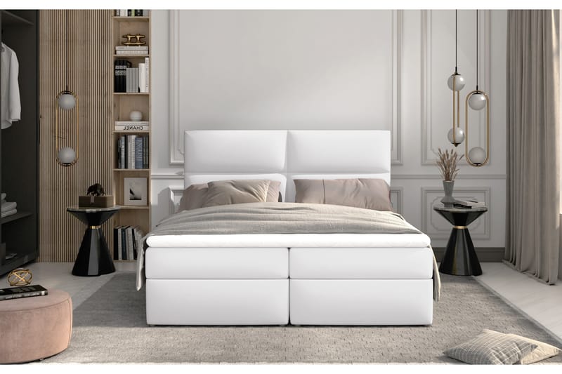 Sängpaket Epenede 140x200 cm - Läder/Vit - Möbler - Säng - Komplett sängpaket
