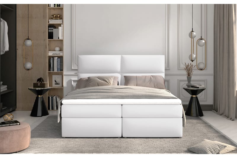 Sängpaket Epenede 140x200 cm - Läder/Vit - Komplett sängpaket