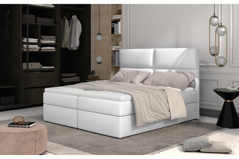 Sängpaket Epenede 140x200 cm - Läder/Vit - Komplett sängpaket