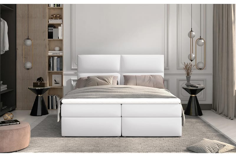 Sängpaket Epenede 160x200 cm - Läder/Vit - Komplett sängpaket