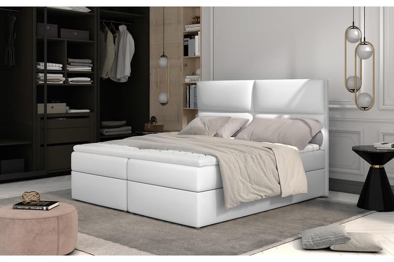 Sängpaket Epenede 160x200 cm - Läder/Vit - Komplett sängpaket