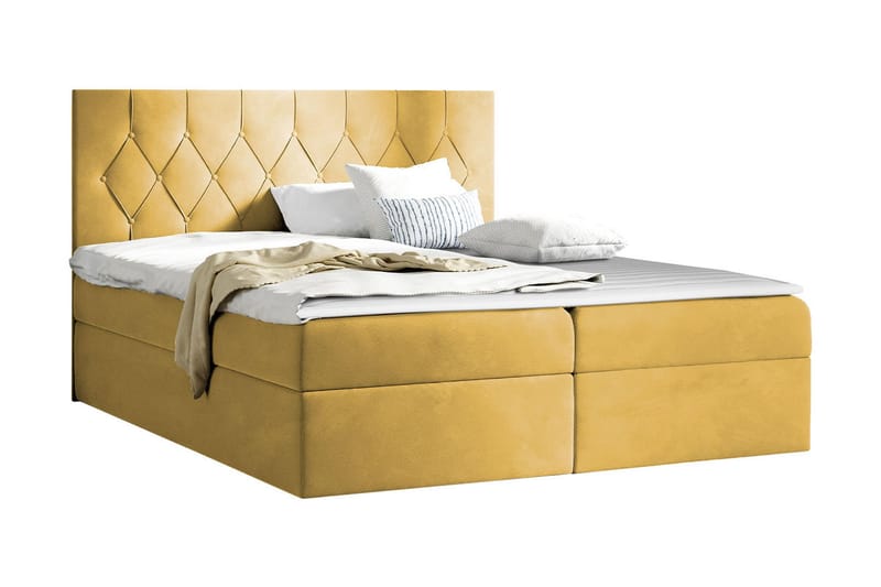 Sängpaket Kontinentalsäng Kanwar 140x200 cm med Förvaring - Gul - Möbler - Säng - Komplett sängpaket