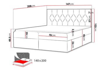 Sängpaket Kontinentalsäng Kanwar 140x200 cm med Förvaring - Svart - Möbler - Säng - Komplett sängpaket