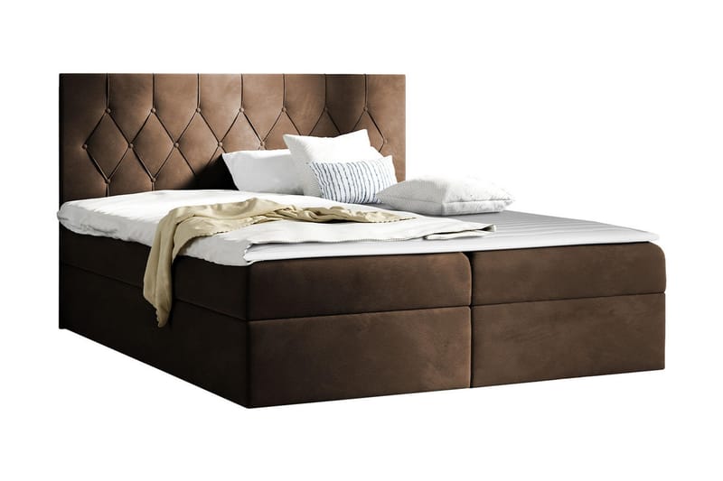 Sängpaket Kontinentalsäng Kanwar 180x200 cm med Förvaring - Brun - Komplett sängpaket - Säng med förvaring