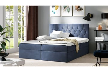 Sängpaket Kontinentalsäng Kanwar 200x200 cm med Förvaring - Blå - Möbler - Säng - Komplett sängpaket