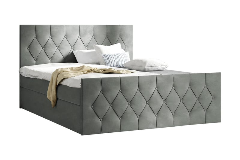 Sängpaket Kontinentalsäng Kanwer 140x200 cm med Förvaring - Grå - Möbler - Säng - Komplett sängpaket