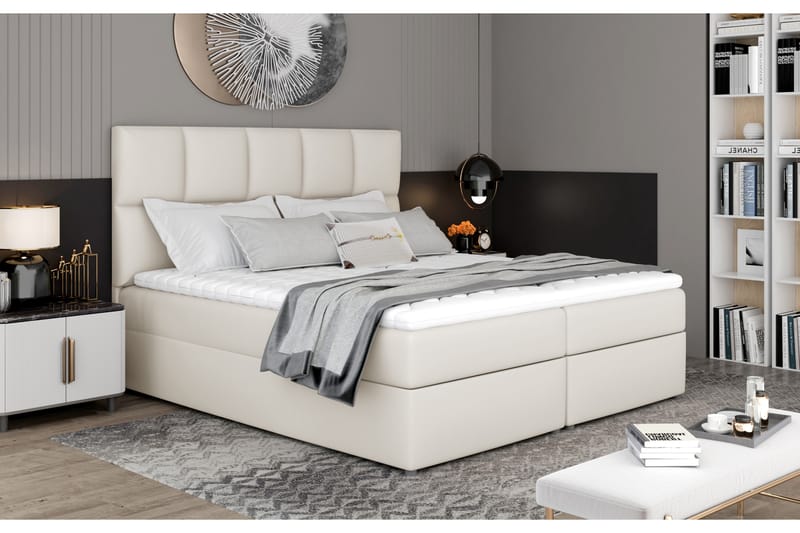 Sängpaket Loutraki 140x200 cm - Läder/Beige - Komplett sängpaket