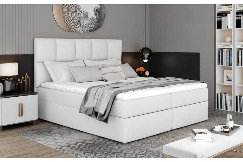 Sängpaket Loutraki 140x200 cm - Läder/Vit - Komplett sängpaket