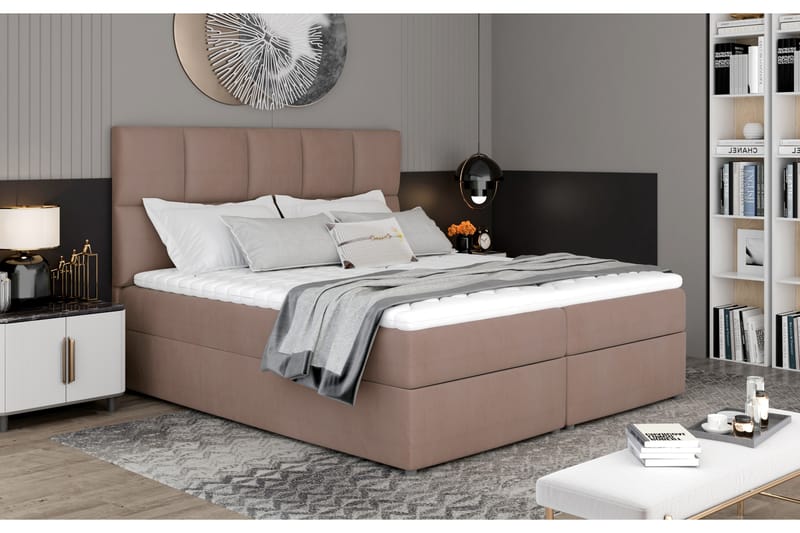 Sängpaket Loutraki 140x200 cm - Ljusbrun - Komplett sängpaket
