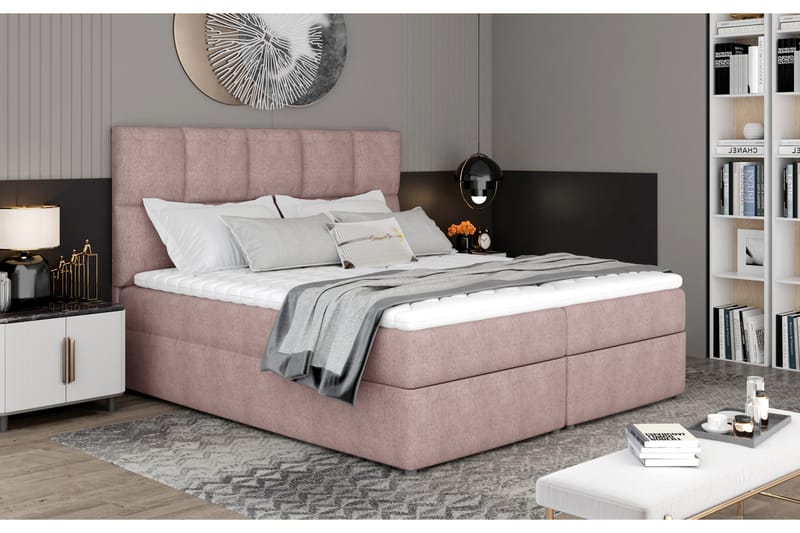 Sängpaket Loutraki 140x200 cm - Ljusrosa - Komplett sängpaket