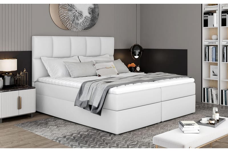 Sängpaket Loutraki 160x200 cm - Läder/Vit - Komplett sängpaket