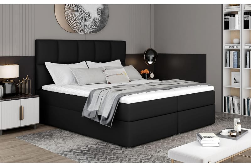 Sängpaket Loutraki 180x200 cm - Läder/Svart - Möbler - Säng - Komplett sängpaket