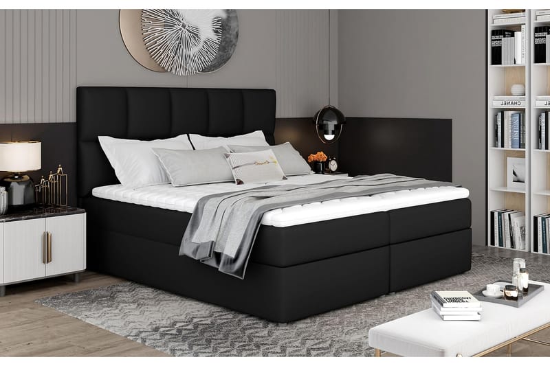 Sängpaket Loutraki 180x200 cm - Läder/Svart - Komplett sängpaket