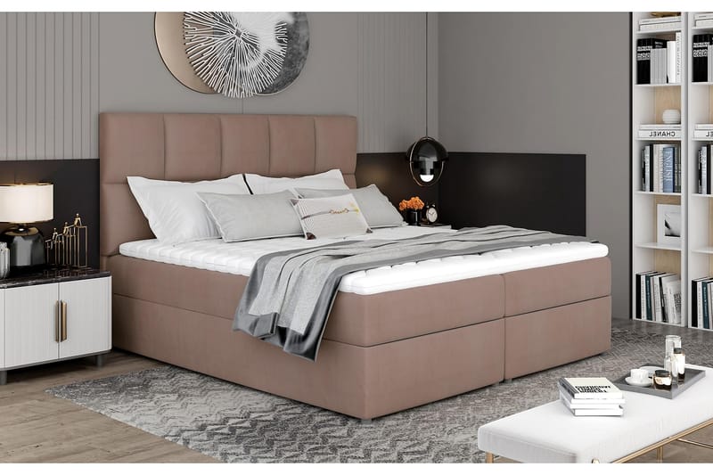Sängpaket Loutraki 180x200 cm - Ljusbrun - Komplett sängpaket