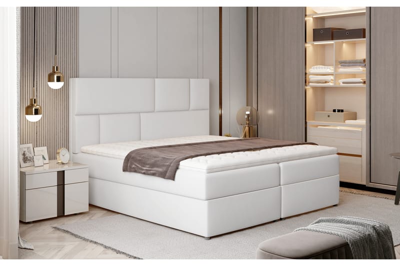Sängpaket Maiano 140x200 cm - Läder/Vit - Komplett sängpaket