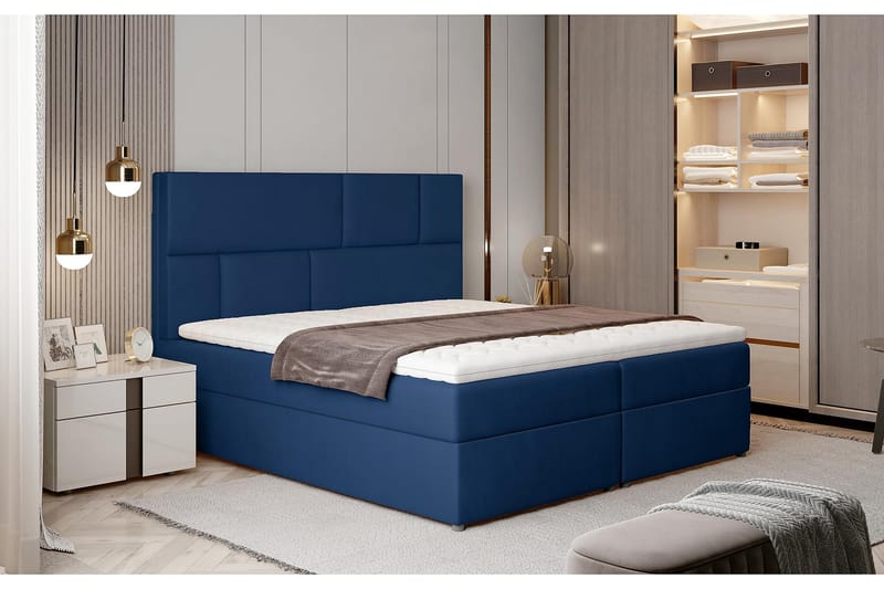 Sängpaket Maiano 160x200 cm - Blå - Komplett sängpaket