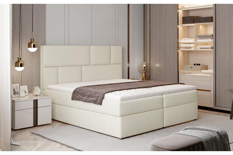 Sängpaket Maiano 160x200 cm - Läder/Beige - Komplett sängpaket