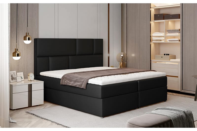 Sängpaket Maiano 160x200 cm - Läder/Svart - Komplett sängpaket