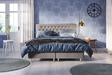 Sängpaket Meja 160x200 Ljusgrå - Ljusgrå - Möbler - Säng - Kontinentalsäng