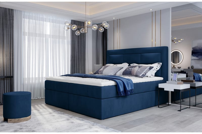 Sängpaket Montalon 140x200 cm - Blå - Komplett sängpaket