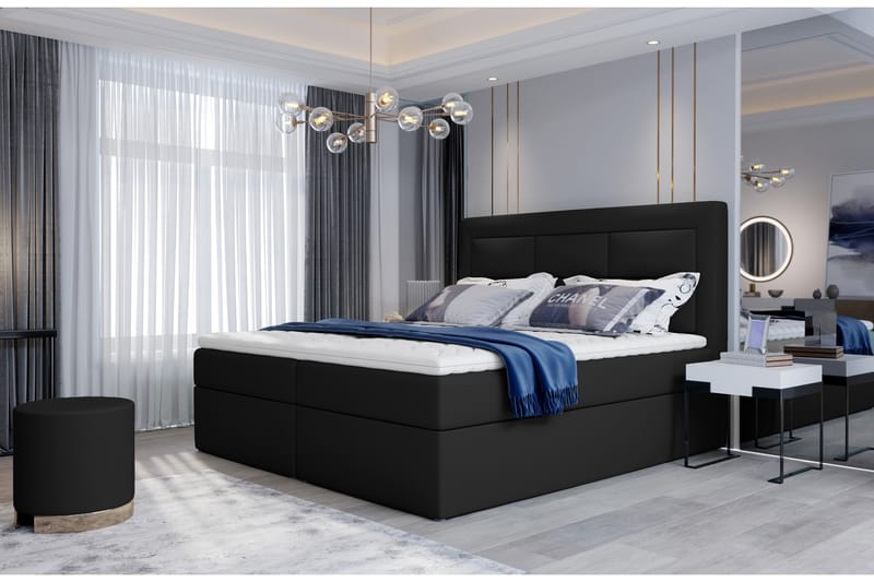 Sängpaket Montalon 140x200 cm - Läder/Svart - Komplett sängpaket