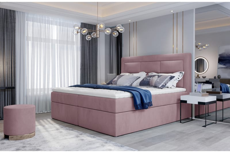 Sängpaket Montalon 140x200 cm - Ljusrosa - Komplett sängpaket