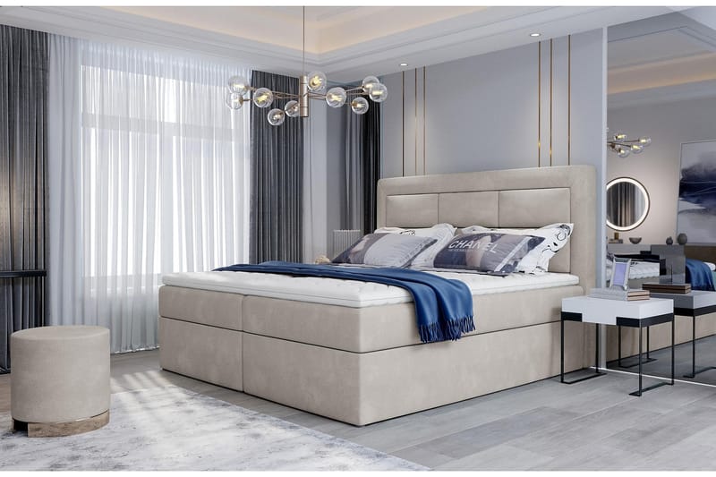 Sängpaket Montalon 160x200 cm - Beige - Komplett sängpaket