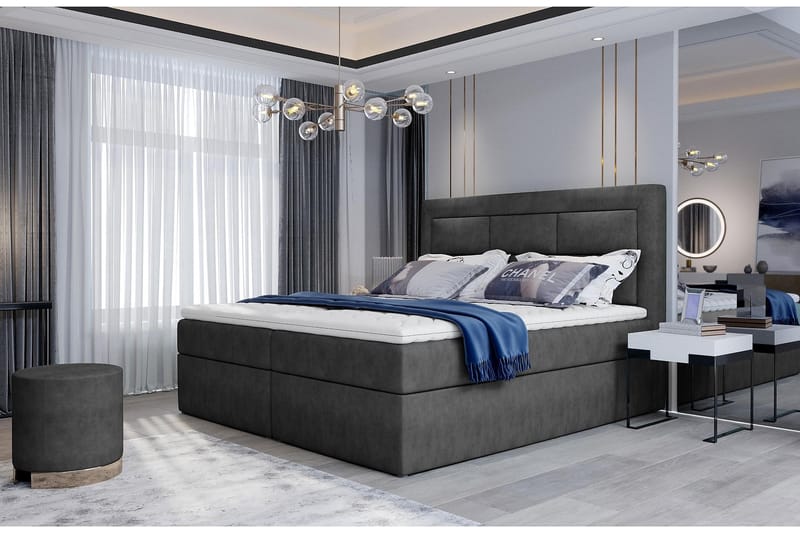 Sängpaket Montalon 160x200 cm - Grå - Komplett sängpaket