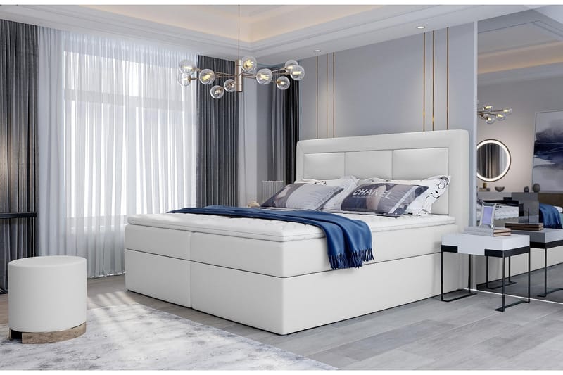 Sängpaket Montalon 160x200 cm - Läder/Vit - Komplett sängpaket