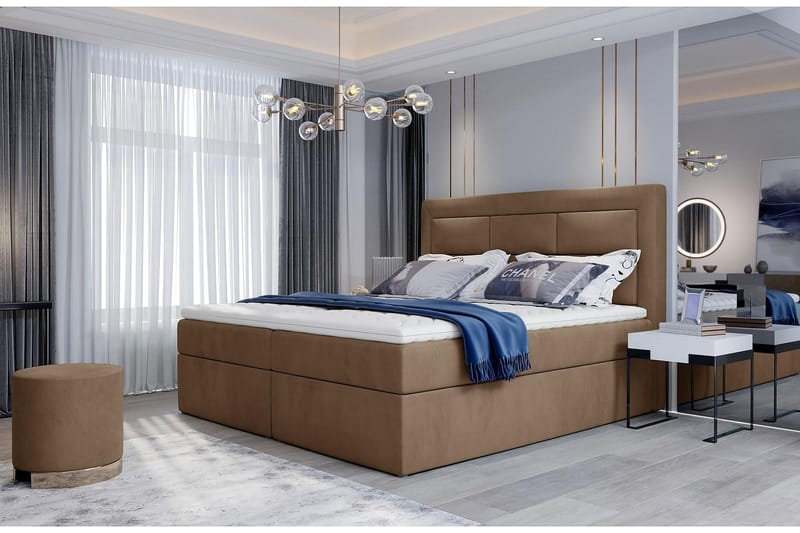 Sängpaket Montalon 160x200 cm - Ljusbrun - Komplett sängpaket