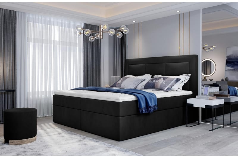 Sängpaket Montalon 180x200 cm - Svart - Komplett sängpaket
