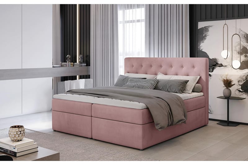 Sängpaket Nottawa 160x200 cm - Ljusrosa - Komplett sängpaket