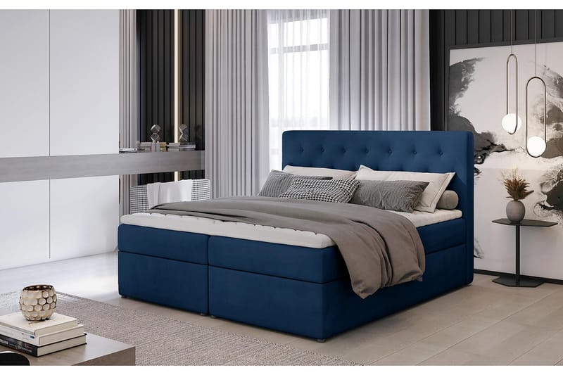 Sängpaket Nottawa 180x200 cm - Blå - Komplett sängpaket