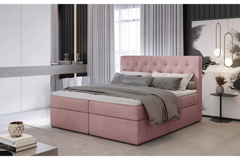 Sängpaket Nottawa 180x200 cm - Ljusrosa - Komplett sängpaket