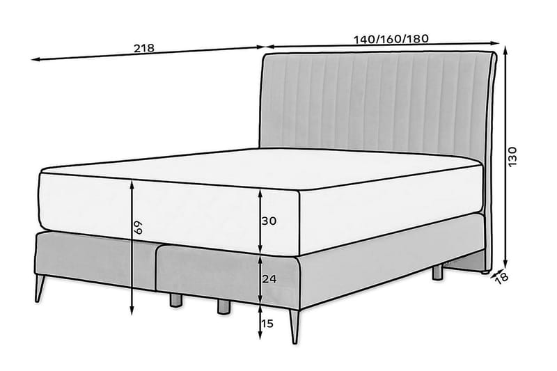 Sängpaket Ramsäng Kazusa 140x200 cm - Brun - Ramsäng - Dubbelsäng - Komplett sängpaket