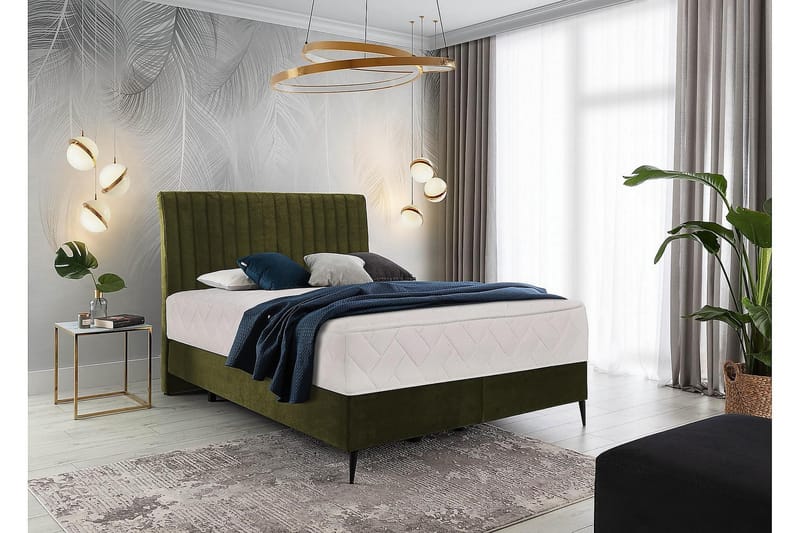 Sängpaket Ramsäng Kazusa 140x200 cm - Mörkgrön - Möbler - Säng - Komplett sängpaket