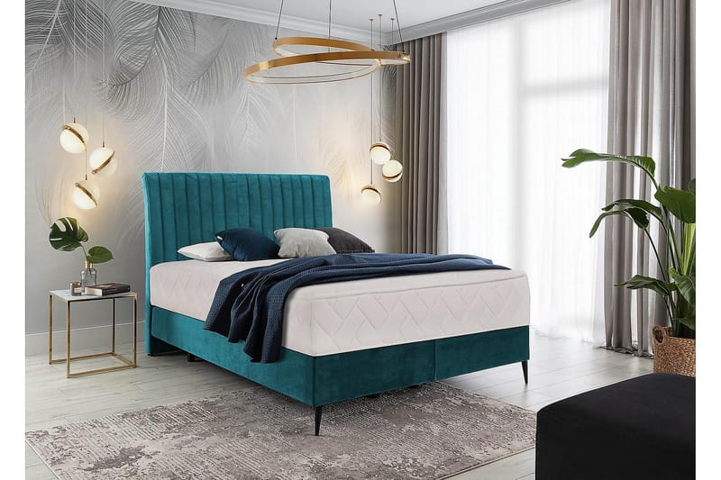 Sängpaket Ramsäng Kazusa 160x200 cm - Blå - Ramsäng - Dubbelsäng - Komplett sängpaket