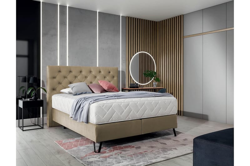Sängpaket Ramsäng Kazuto 140x200 cm - Beige - Möbler - Säng - Komplett sängpaket