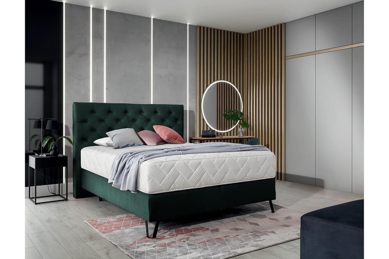 Sängpaket Ramsäng Kazuto 140x200 cm - Mörkgrön - Möbler - Säng - Komplett sängpaket
