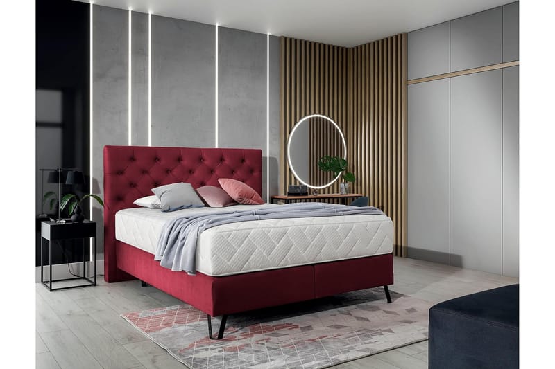 Sängpaket Ramsäng Kazuto 140x200 cm - Mörkrosa - Möbler - Säng - Komplett sängpaket