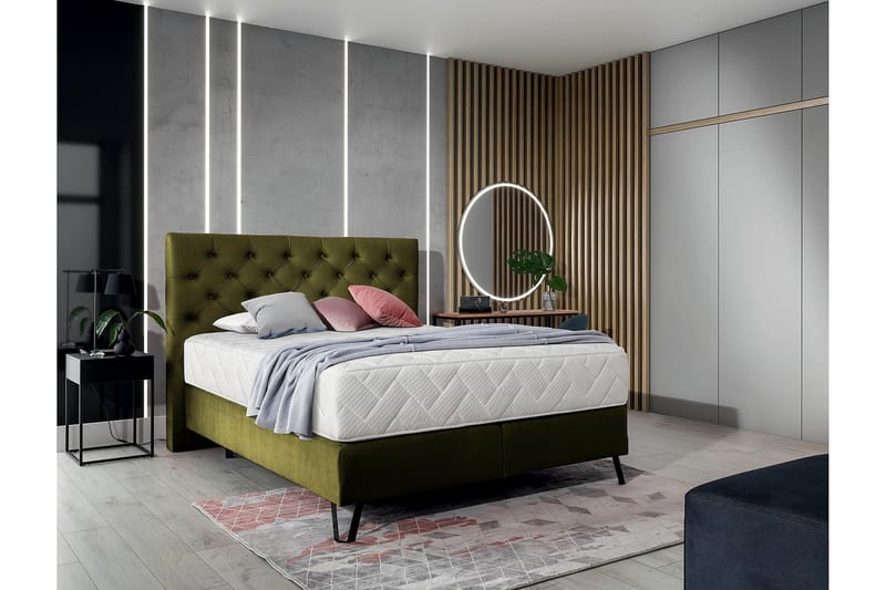 Sängpaket Ramsäng Kazuto 140x200 cm - Olivgrön - Möbler - Säng - Komplett sängpaket