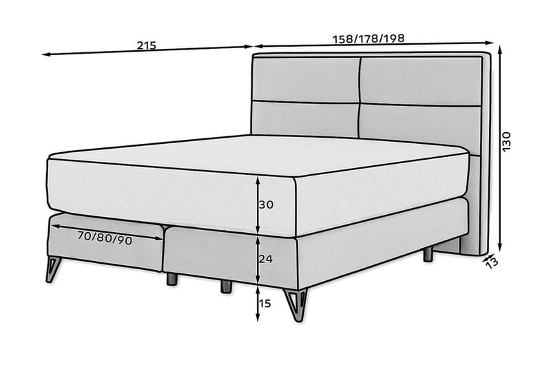 Sängpaket Ramsäng Kazuya 140x200 cm - Grå - Ramsäng - Komplett sängpaket