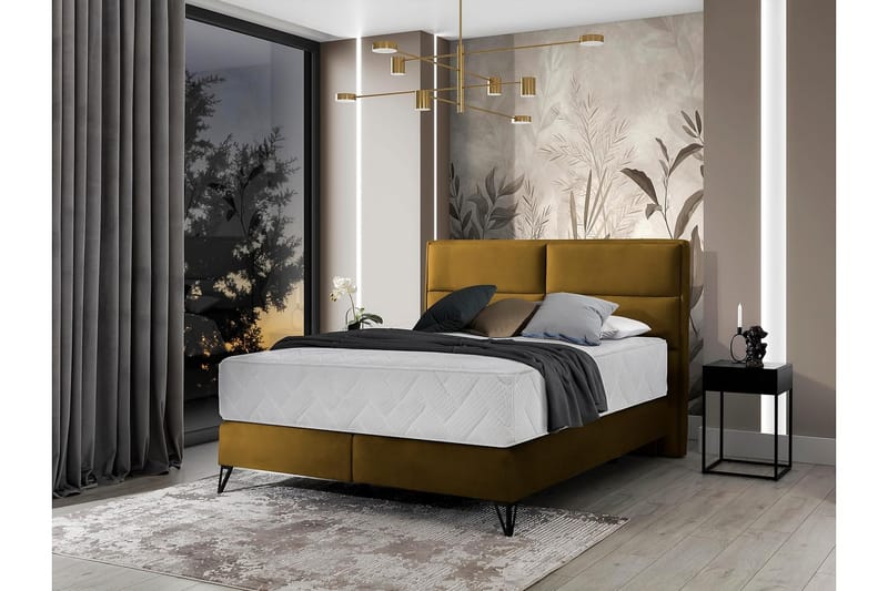 Sängpaket Ramsäng Kazuya 160x200 cm - Ljusbrun - Ramsäng - Dubbelsäng - Komplett sängpaket