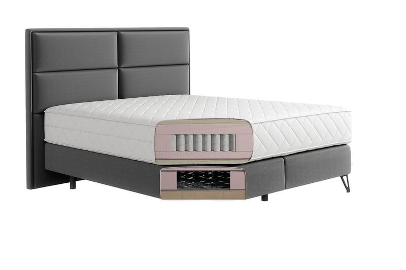 Sängpaket Ramsäng Kazuya 160x200 cm - Ljusbrun - Ramsäng - Dubbelsäng - Komplett sängpaket